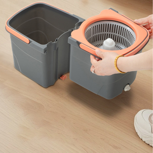 Balai à franges magique avec seau séparé pour eau propre et sale Tête rotative à 360 ° Balai à franges autonettoyant Ensemble de seaux pour le nettoyage à domicile - Product Image 4