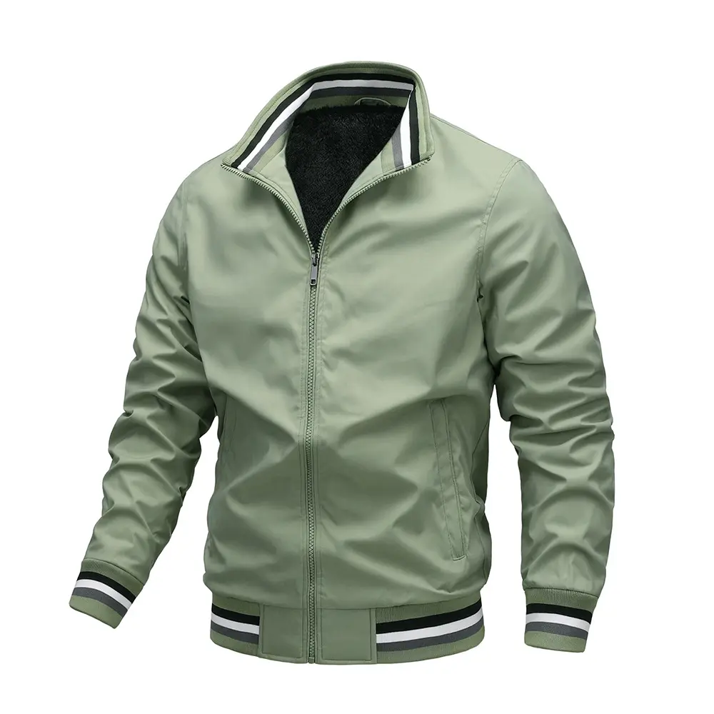 New casual jacket men's sports solid color plush coat factory direct sales