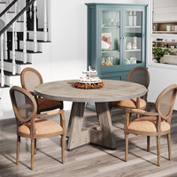 Table de conférence ronde en bois moderne pour 4 à 6 personnes avec plateau épais et base en bois