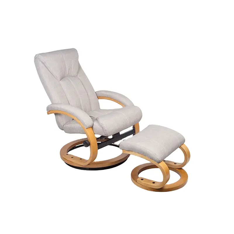 Silla reclinable giratoria de tela con otomana, sillón de ocio, para sala de estar