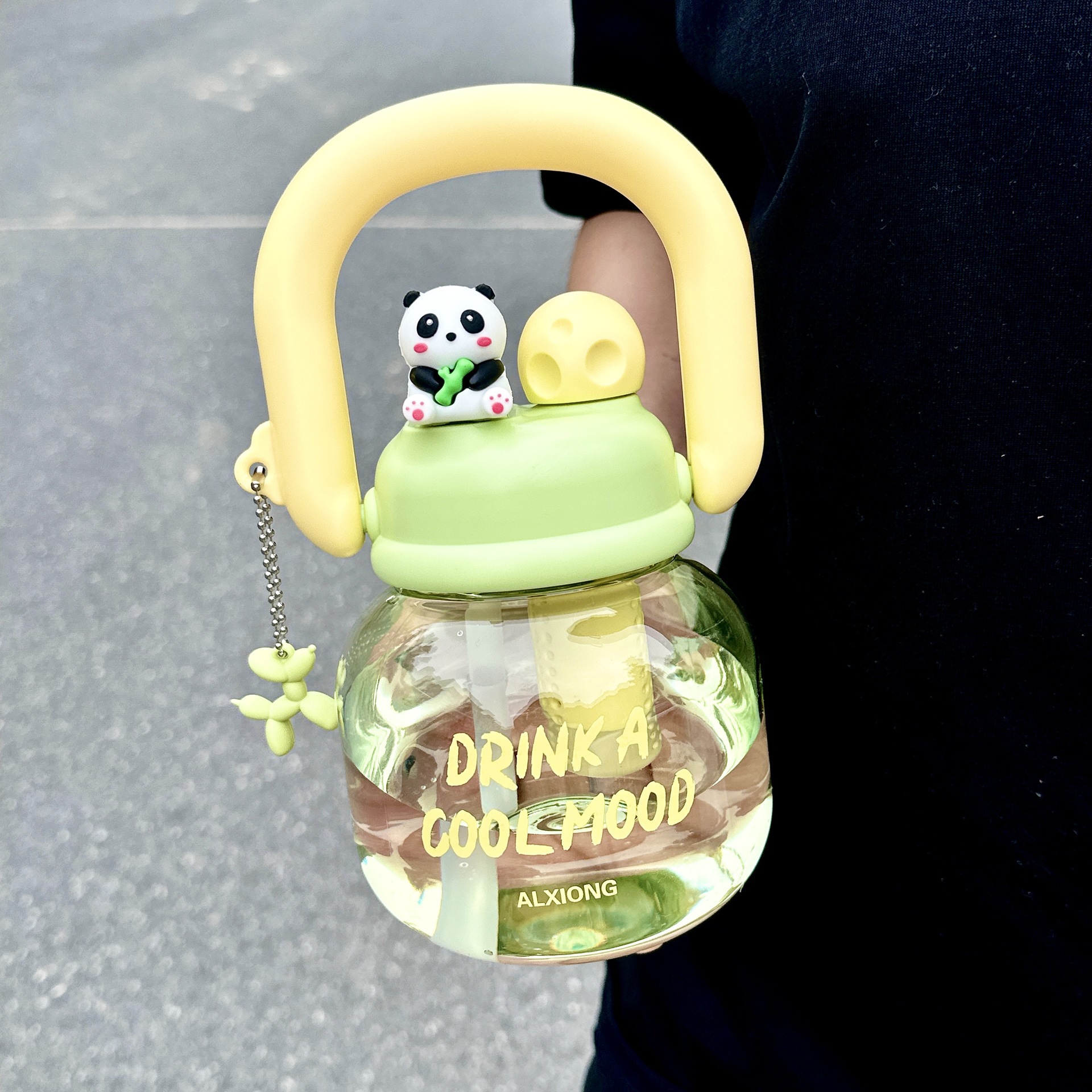 Panda double drink carrying bottle-green