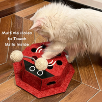 Jouet d'enrichissement interactif pour chat en forme de coccinelle, résistant aux griffures, en feutre, avec 2 balles