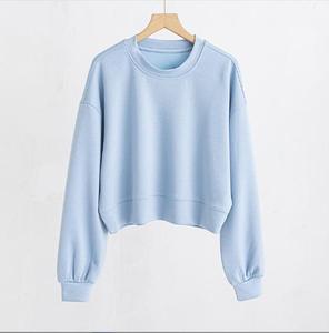 2025 da donna top corti tinta unita felpe <span class=keywords><strong>Oversize</strong></span> larghe da donna a tracolla girocollo Casual top corti - Product Image 6