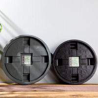 Plateau à fleurs avec base en plastique, support inférieur à roulettes, plateau rond pour l'eau, châssis en résine épaissie avec roulettes universelles, plateau mobile