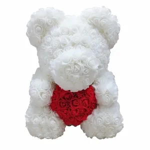 40cm Red Artificial PE Soap Roses Teddy Bear Eternal Rose Flower Christmas Valentine Gift Girl Friend rose bear