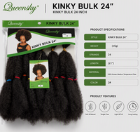 Extensions de cheveux naturels Kinky Bulk 24 pouces 100% fibre coréenne à température moyenne 120g, tissage double trame à la machine, cheveux à tresser noirs africains