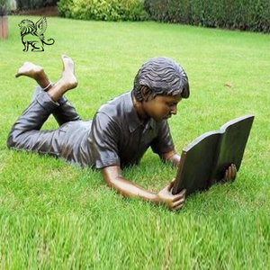 Blve Ngoài Trời Trang Trí Sân Vườn Cuộc Sống Kích Thước Kim Loại Đồng Giáo Viên Và Trẻ Em Bức Tượng Đọc Sách Tác Phẩm Điêu Khắc Nghệ Thuật Hiện Đại Thiết Kế - Product Image 2