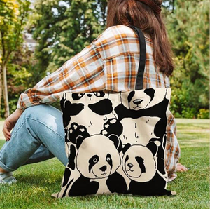 New Arrival Reusable Large Capacity Durable Cartoon Printing Canvas Cotton <b>Tote</b> Bags with Long Handle for <b>Travel</b> & Daily Use - Product Image 1