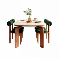 Table à manger extensible en bois de style moderne et luxueux avec plateau en marbre et chaise multifonctionnelle pour petit appartement et usage hôtelier