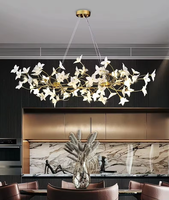 Luminaires suspendus en forme de branche d'arbre, style moderne antique, en laiton massif, avec verre blanc, chandeliers floraux pour salon