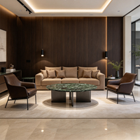 Table basse Majlis arabe en marbre avec pieds en fer noir, mobilier pour salle de réception, hôtel, salon, approvisionnement en gros, projet commercial de rembourrage