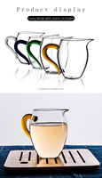 Meilleures ventes! Fabricant chinois en gros Service à thé en verre à haute teneur en borosilicate Théière transparente Tasse à thé Tasse équitable avec poignée OEM