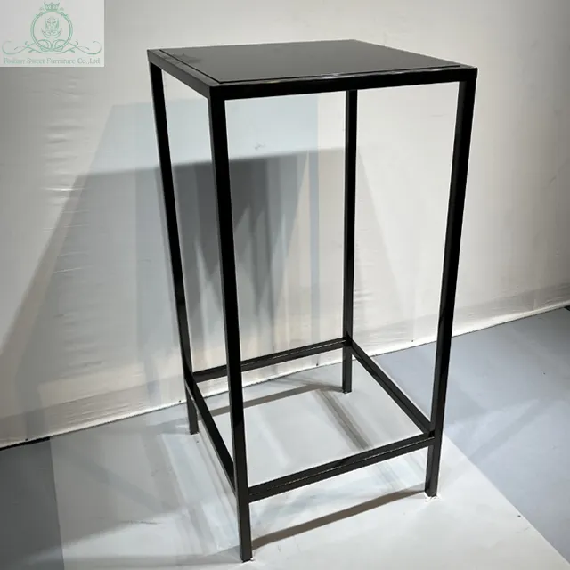 バー家具シンプルなデザイン高さ110cm MDFトップブラックステンレススチールバーテーブル