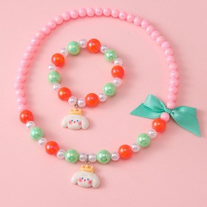 <span class=keywords><strong>Set</strong></span> di Gioielli per Bambine: Braccialetto e Collana con Ciondolo a Fiocco e Perline, Stile Principessa - Product Image 4