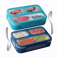 Mini Boîtes à Bento pour Collations - Lot de 2 |   Boîtes à lunch de petite taille pour enfants, garçons, filles, tout-petits |   Sans BPA, résistant aux fuites |   Marine