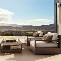 Ensemble de canapés d'extérieur modernes en aluminium avec coussins imperméables, mobilier de salon pour jardin, patio, hôtel, villa, projets de cour