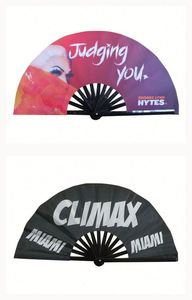 Éventail pliant UV Glow Rave pour femme, grand modèle en bambou de 33 cm, style chinois sculpté, avec sac en velours pour les fêtes - Product Image 5