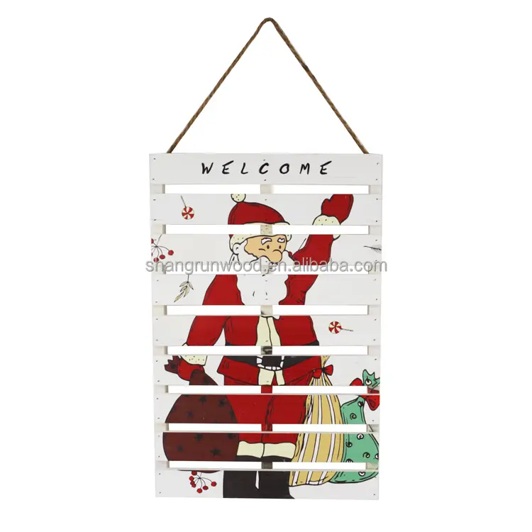 Wholesale Caoxian Christmas Kids Wooden Logo Wall Sign Personalized Santa Claus Pattern Outdoor Rectangular Wood Signs