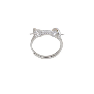 Bague ouverte en argent S925 avec double perle, plaquée or 14 carats, accessoires de bricolage, bracelet tendance pour femme, semi-fini, taille 7-8, perle - Product Image 5