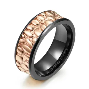 Joyería Gentdes, anillo de cobalto con bordes biselados negros de 8MM, anillo de cromo de cobalto para hombres, banda de boda