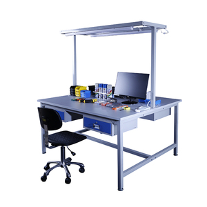 Banc de travail multifonctionnel simple double face avec deux tiroirs, structure en acier robuste, capacité de charge de 300 kg, taille personnalisable, état neuf - Product Image 3