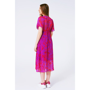 Vestido maxi de gasa con cuello en V y manga corta con estampado floral - Product Image 4