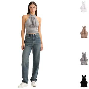 เสื้อกล้ามลำลองสไตล์ฝรั่งเศสสำหรับผู้หญิง ดีไซน์คอเสื้อแบบมีสายรัด  ตัวเสื้อถักแบบสั้น - Product Image 1