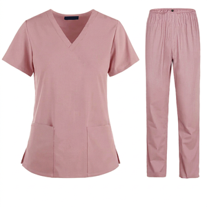 Uniformes Médicos Modernos para Mujer, Conjuntos de Uniformes de Hospital, 100% Algodón Elástico, Mangas Cortas, Logotipo Personalizado Disponible, Servicio OEM - Product Image 1