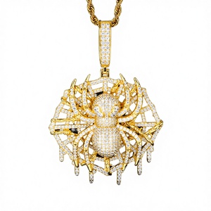 ออกแบบเครื่องประดับ 3 มิติสุดสร้างสรรค์ ผ่านการทดสอบเพชร ชุบทอง เงินแท้ 925 ประดับเพชรโมอิสซาไนต์ VVS รูปใยแมงมุม จี้ห้อยคอสำหรับผู้ชาย ใส่ไปงานปาร์ตี้ - Product Image 3