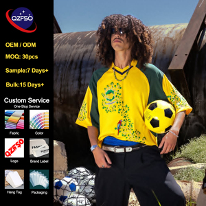 QZFSO Custom OEM Oversized Blokecore T Shirt Men Retro Football Jersey Vintage Streetwear Heavyweight Drop Shoulder Raglan Tee - Product Image 1