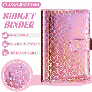 Carpeta creativa de 6 anillas con rejilla láser para el presupuesto Macaron A6, carpeta planificadora, cuaderno organizador para ahorrar dinero, carpeta con sobres en efectivo - Product Image 2