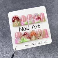 Vente en gros de faux ongles Y2K en forme de bec de canard, 3D faits à la main, à presser, réutilisables, forme évasée, 10 pièces, qualité salon, logo personnalisé