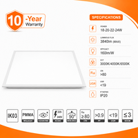 Panneau LED rétroéclairé 18-24W 3CCT 595x595mm pour bureau, 100000H de durée de vie, garantie 10 ans, 160lm/W, driver LED BOKE Seoul 3528