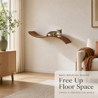 Perchoir mural incurvé pour chat en bois massif, étagère flottante pour chat, planche murale gain de place pour grimper, accessoire moderne pour arbre à chat domestique