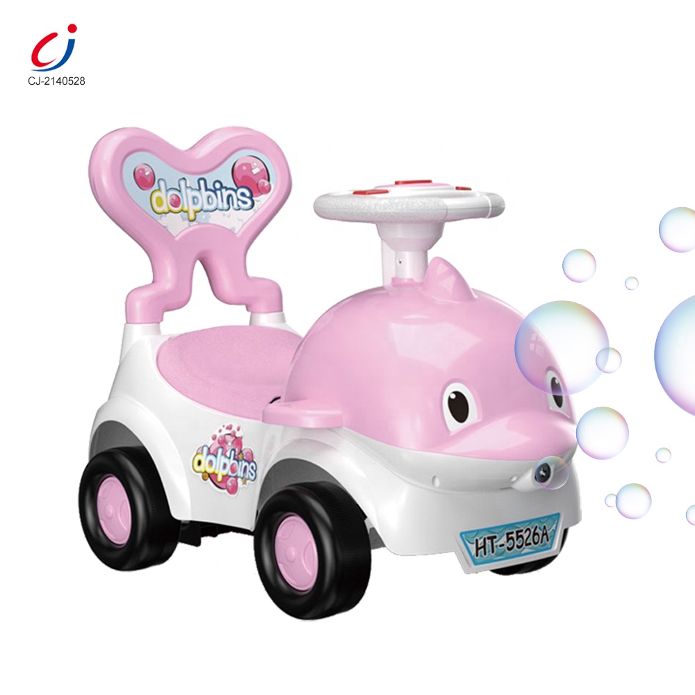 Outdoor 3 in 1 kids toy car dolphin shape bubble blower child toddler sliding ride on car battery powered ride on cars for kids