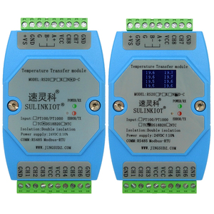 Module d'acquisition de température 8 canaux DS18B20 RS20D-C - Communication MODBUS-RTU RS485 Chine C106 - Product Image 1