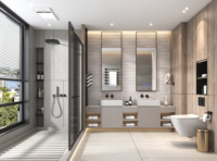 Meuble de salle de bain moderne en marbre, résistant à l'eau et à l'humidité, nettoyage rapide, réglable, mural, pour usage scolaire et hôtelier