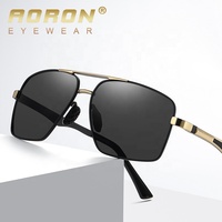 A716 Aoron Conduite UV400 Protection Rectangle Métal Lunettes de Soleil de Luxe Lunettes de Soleil Polarisées Hommes Lunettes de Soleil Noir Photochromique