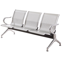 Chaise d'hôtesse de l'air, 3 sièges, chaise couleur argent, station de service, de bus, de métro ou de train