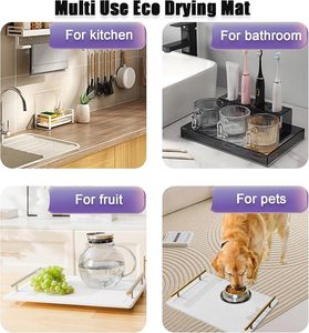 Plateau de comptoir de salle de bain <span class=keywords><strong>grand</strong></span> <span class=keywords><strong>format</strong></span> CF, porte-savon, organisateur d'évier à séchage instantané, plateau en pierre absorbant l'eau pour comptoir - Product Image 5