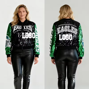 <span class=keywords><strong>Giacca</strong></span> con <span class=keywords><strong>Paillettes</strong></span> Philadelphia Eagles per Tifosi, Verde Nero Argento, Taglia Unica, Giacche Luccicanti - Product Image 1