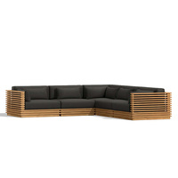 Ensemble de canapés de patio personnalisable en usine, résistant aux intempéries, en teck massif, pour hôtel, ensemble de canapés modulaires d'extérieur