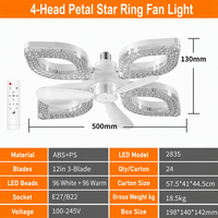 Ventilateur de plafond avec éclairage en cristal multi-styles, à assortir, douille E27 B22, télécommande, pour salon, dortoir