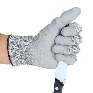 高品质13G HPPE针织防切割灰色聚氨酯浸棕榈涂层建筑5级防切割保护工作手套