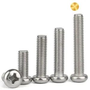 All Size DIN7985 304 316 Stainless Steel Cross Recessed PM Machine Screw GB818 Pan Head Phillips Screws