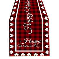 Nappe et chemin de table imprimés à carreaux rouges, vente en gros pour la décoration de la Saint-Valentin et des anniversaires