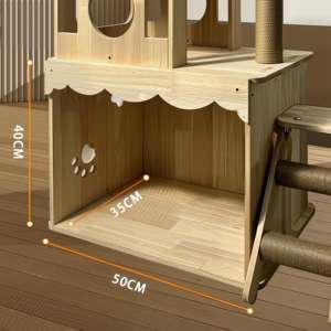 Arbre à <span class=keywords><strong>chat</strong></span> en bois massif avec grande cabine, capsule spatiale, poteaux en sisal, pyramide stable, pour plusieurs chats - Product Image 3