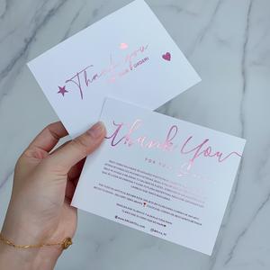 Tarjetas de Agradecimiento Personalizadas con Impresión en Dorado Rosa - Tarjetas de Felicitación Bilingües en Inglés y Español para Comercio Electrónico - Product Image 3
