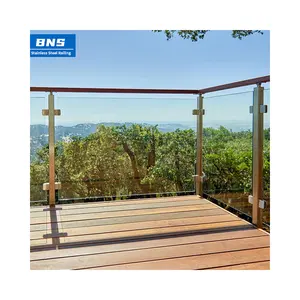 BNS Modern Balconies Prices Design Frameless Tempered Glass Stair Railing For Terrace Balcony Swimming Pool