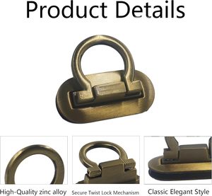 Fermoirs ovales à verrouillage rotatif en alliage de zinc, style anneau, pour sacs à main, fermoirs à bascule, boucles torsadées, attaches pour sacs à main et sacs à bandoulière DIY - Product Image 5